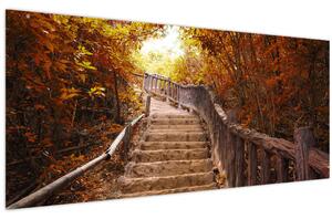 Slika - Stepenice u prirodi u jesen (120x50 cm)