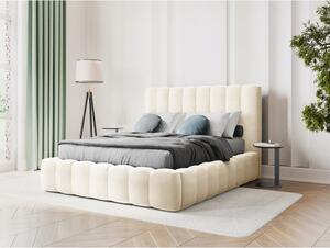 Bež tapecirani bračni krevet s prostorom za pohranu s letvičastom podnicom 180x200 cm Kelp - Micadoni Home