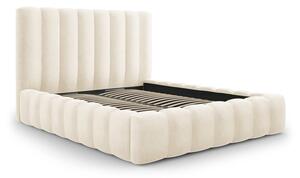 Bež tapecirani bračni krevet s prostorom za pohranu s letvičastom podnicom 180x200 cm Kelp - Micadoni Home