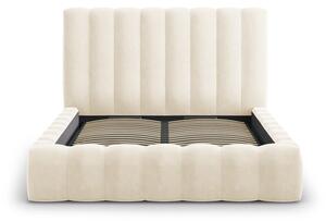 Bež tapecirani bračni krevet s prostorom za pohranu s letvičastom podnicom 200x200 cm Kelp - Micadoni Home