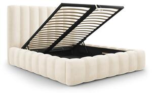 Bež tapecirani bračni krevet s prostorom za pohranu s letvičastom podnicom 160x200 cm Kelp - Micadoni Home