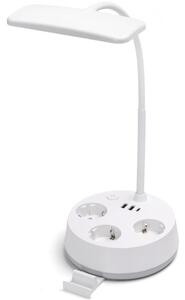 Aigostar - LED stolna lampa s dimmerom, utičnicama i USB LED/4,6W/230V bijela