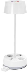 Aigostar LED RGBW Prilagodiva stolna lampa s utičnicama i USB LED/4,6W/230V bijela