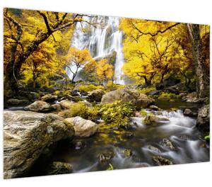 Slika - Slapovi u jesenskom pejzažu, žuti (90x60 cm)