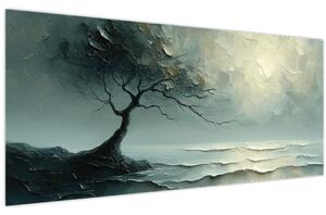 Slika - Uljana slika stabla s oceanom (120x50 cm)