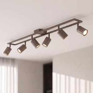 Lindby Bravius stropni reflektor, taupe, za 6 žarulja, željezo, prigušiva, Smeđa / hrđa, Dnevni boravak/blagovaonica, Metal