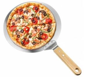 Snažni reket pizza od nehrđajućeg čelika 49 cm drveni držač