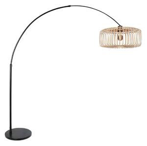 Steinhauer Zakrivljena podna lampa Sparkled Light, crna/prirodni bambus, 240 cm, Crno, Dnevni boravak/blagovaonica, Metal