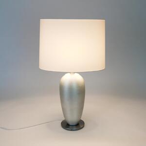Holländer OMEGA OVAL stolna lampa, srebrna/bijela, visina 65 cm, keramika, E27, Metalik, Dnevni boravak/blagovaonica, Keramika