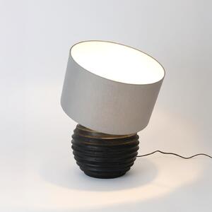 Holländer Stolna lampa GIOACCHINO, crna/siva, visina 50 cm, drvo/čintz, Crno, Dnevni boravak/blagovaonica, Drvo