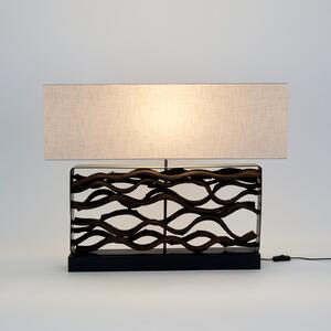 Holländer Stolna lampa TREMITI NERO, crna/bež, visina 67 cm, drvo/tkanina, Crno, Dnevni boravak/blagovaonica, Drvo
