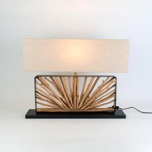 Holländer Stolna lampa MONTE ISOLA, prirodna/bež, visina 67 cm, drvo/tkanina, Bež, Dnevni boravak/blagovaonica, Drvo