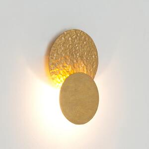 Holländer LED zidna svjetiljka CORONARE, Ø 17 cm, zlatne boje, metal, prigušiva, prigušiva, Zlato / mjed, Dnevni boravak/blagovaonica, Metal