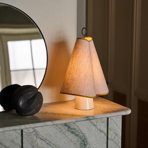 GUBI Hornbæk LED punjiva stolna lampa, bež/žuta, platno, prigušiva, Bež, Dnevni boravak/blagovaonica, Tkanina / tekstil