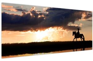 Slika - Jahač na konju pri zalasku sunca (120x50 cm)