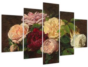 Slika - Henri Fantin-Latour, Roses de Nice on a Table, reprodukcije (150x105 cm)