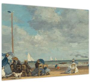 Staklena slika - Eugène Boudin, Beach at Trouville, reprodukcije (70x50 cm)