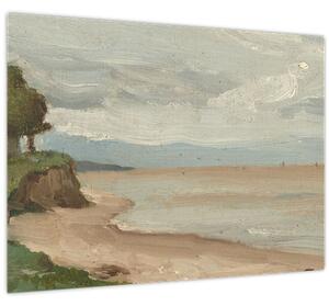 Staklena slika - Jean-Baptiste-Camille Corot, Beach Near Etretat, reprodukcije (70x50 cm)