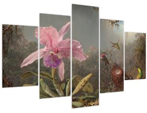 Slika - Martin Johnson Heade, Cattleya Orchid and Three Hummingbirds, reprodukcije (150x105 cm)