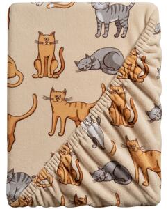 Plahta mikropliš COLORED CATS 200x200 cm krem boje