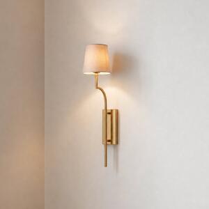 Opviq Lumora zidna lampa, bijela/zlatna, visina 72 cm, tkanina/metal, E27, prigušiva, Zlato / mjed, Dnevni boravak/blagovaonica, Metal, Zid okrugli