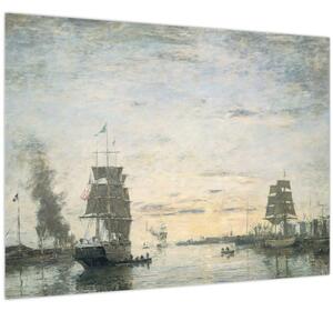 Staklena slika - Eugène Boudin, Entrance to the Harbor, Le Havre, reprodukcije (70x50 cm)