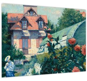 Staklena slika - Gustave Caillebotte, Dahlias, Garden at Petit Gennevilliers, reprodukcije (70x50 cm)