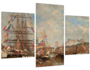 Slika - Eugène Boudin, Festival in the Harbor of Honfleur, reprodukcije (90x60 cm)