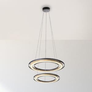 Globo LED viseća svjetiljka Rilas, crna/drvo, Ø 57 cm, prigušiva, prigušiva, Crno, Dnevni boravak/blagovaonica, Metal