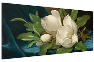 Slika - Martin Johnson Heade, Giant Magnolias on a Blue Velvet Cloth, reprodukcije (120x50 cm)