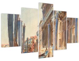 Slika - John Singer Sargent, Gondola Moorings on the Grand Canal, reprodukcije (150x105 cm)