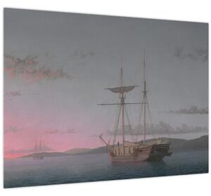 Staklena slika - Fitz Henry Lane, Lumber Schooners at Evening on Penobscot Bay, reprodukcije (70x50 cm)