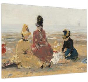 Staklena slika - Eugène Boudin, On the Beach, Trouville, reprodukcije (70x50 cm)