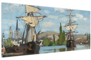 Slika - Claude Monet, Ships Riding on the Seine at Rouen, reprodukcije (120x50 cm)