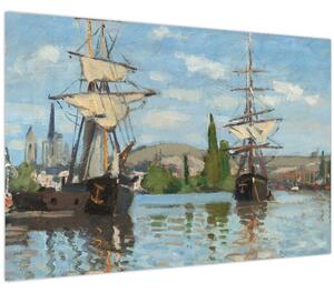 Slika - Claude Monet, Ships Riding on the Seine at Rouen, reprodukcije (90x60 cm)