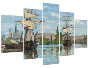 Slika - Claude Monet, Ships Riding on the Seine at Rouen, reprodukcije (150x105 cm)