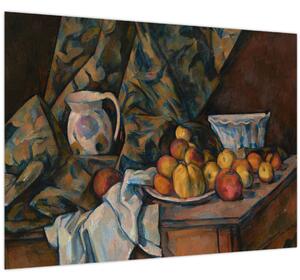 Staklena slika - Paul Cézanne, Still Life with Apples and Peaches, reprodukcije (70x50 cm)