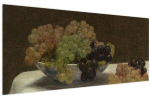 Slika - Henri Fantin-Latour, Still Life with Grapes and a Carnation, reprodukcije (120x50 cm)