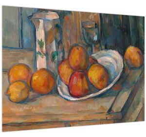 Slika - Paul Cézanne, Still Life with Milk Jug and Fruit, reprodukcije (70x50 cm)