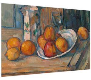 Slika - Paul Cézanne, Still Life with Milk Jug and Fruit, reprodukcije (90x60 cm)