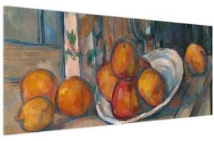 Slika - Paul Cézanne, Still Life with Milk Jug and Fruit, reprodukcije (120x50 cm)