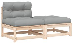 VidaXL Vrtna sofa bez naslona za ruke s jastucima i tabureom