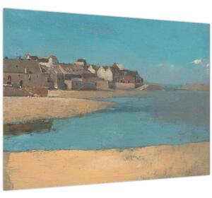 Staklena slika - Odilon Redon, Village by the Sea in Brittany, reprodukcije (70x50 cm)