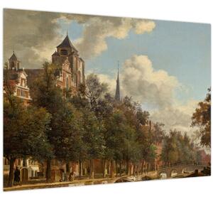 Slika - Jan van der Heyden, View Down a Dutch Canal, reprodukcije (70x50 cm)