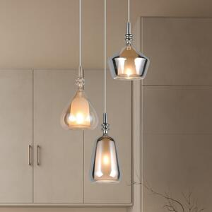 Trio Lighting Viseća lampa Aldea, Ø 28 cm, bijela/jantarna/kromirana, staklo, 3 žarulje., prigušiva, Bež, Dnevni boravak/blagovaonica, Staklo