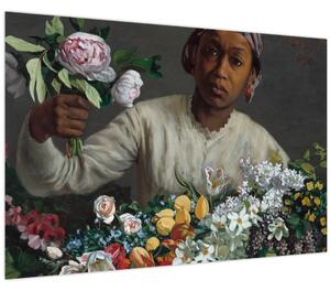 Slika - Frédéric Bazille, Young Woman with Peonies, reprodukcije (90x60 cm)