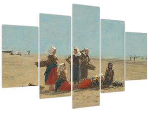 Slika - Eugène Boudin, Women on the Beach at Berck, reprodukcije (150x105 cm)