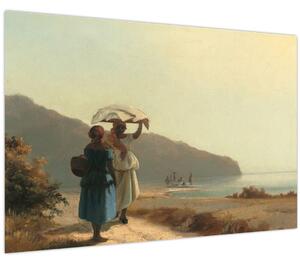 Slika - Camille Pissarro, Two Women Chatting by the Sea, St. Thomas, reprodukcije (90x60 cm)