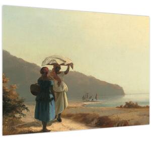 Slika - Camille Pissarro, Two Women Chatting by the Sea, St. Thomas, reprodukcije (70x50 cm)