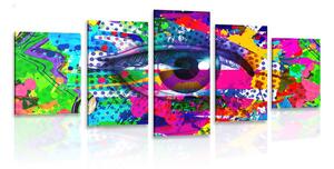 5-dijelna slika ljudsko oko u pop-art stilu